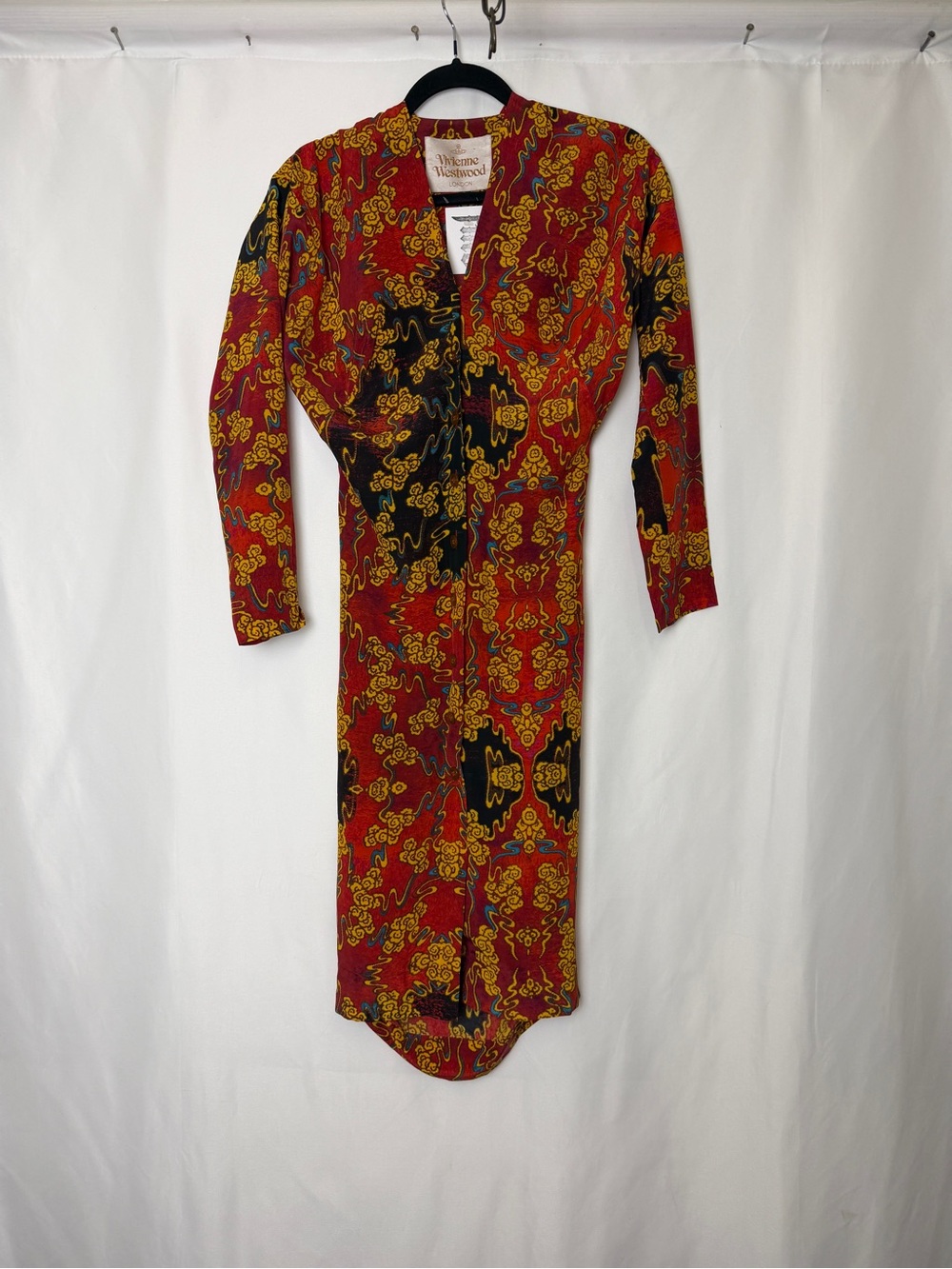 Vintage Vivenne Westwood Red Patterned Midi Dress Gold Label